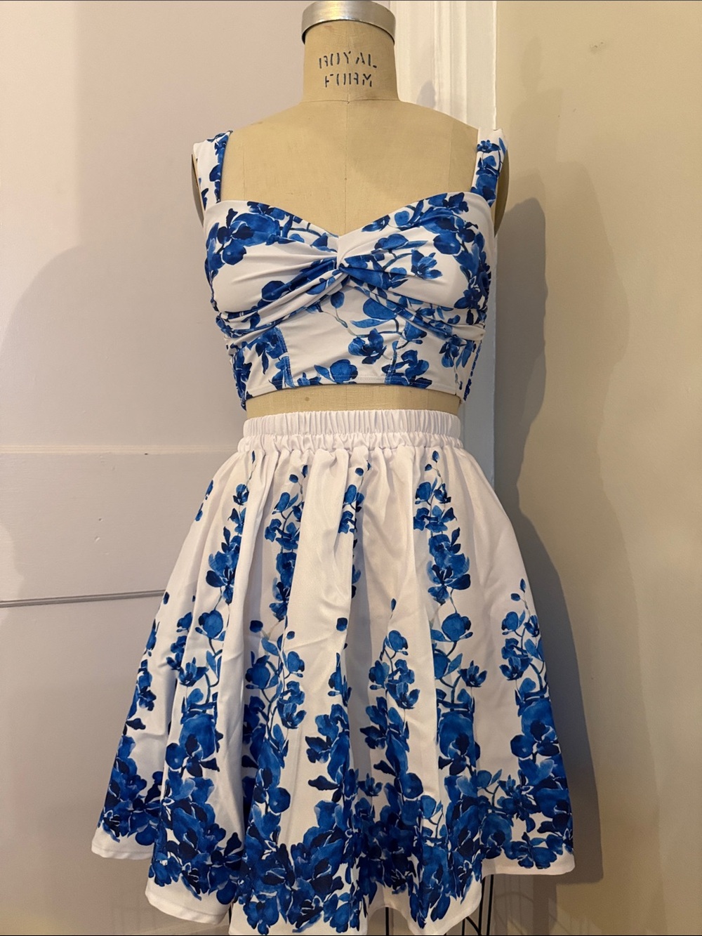 NEW 3 piece set Floral Bikini Set - bikini top & high waisted bottom & skirt